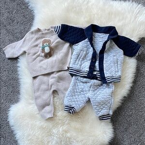 Little Me Quilted One Piece Set & Sweater Set
